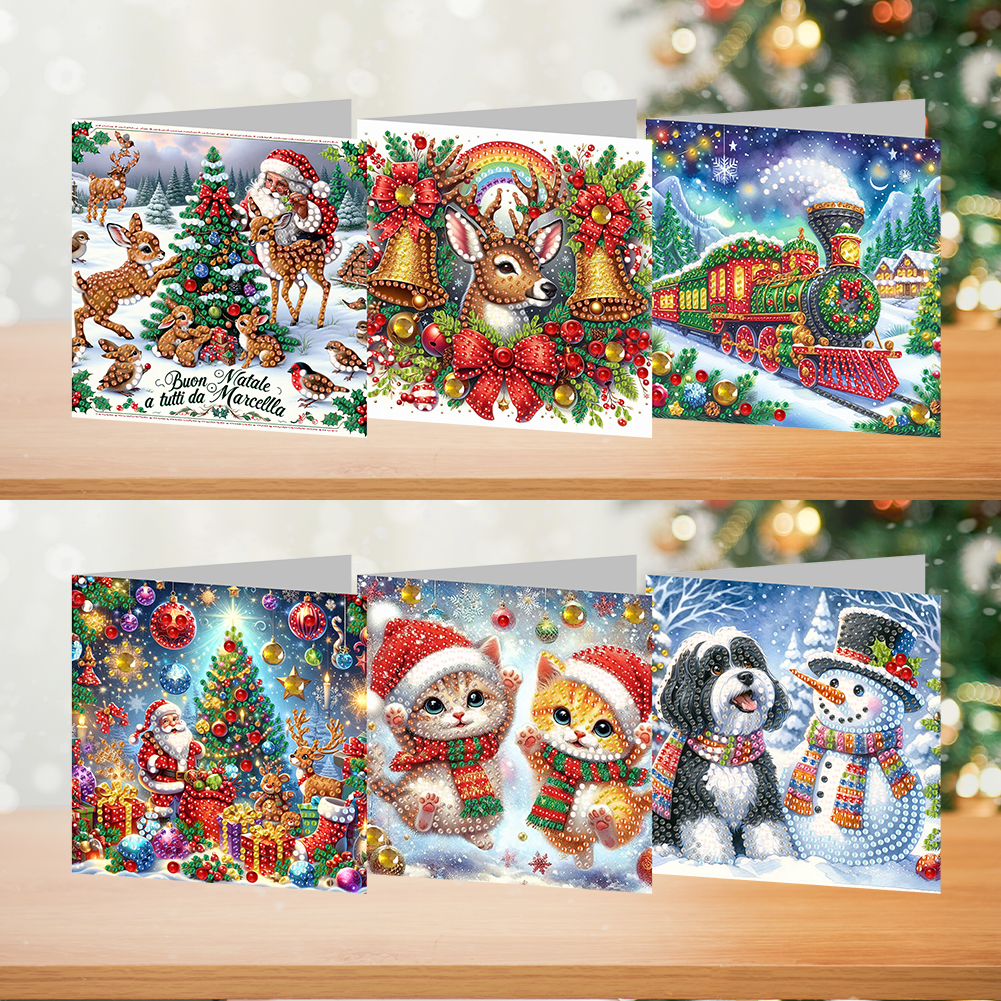 6Pcs DIY Diamond Painting Greeting Card - Christmas