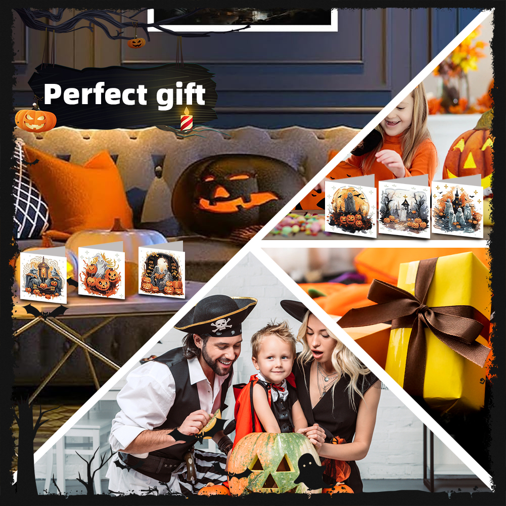 6Pcs DIY Diamond Painting Greeting Card - Halloween