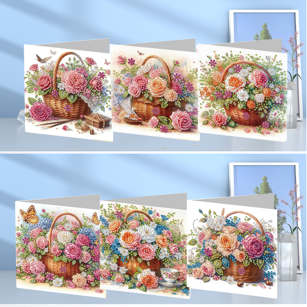 6Pcs DIY Diamond Painting Greeting Card - Bouquet