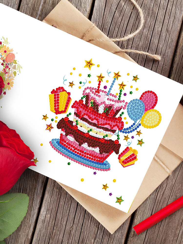 Everydayedeals 12pcs DIY Diamond Painting Birthday Greeting Cards Birthday Thanks Embroidery Postcard