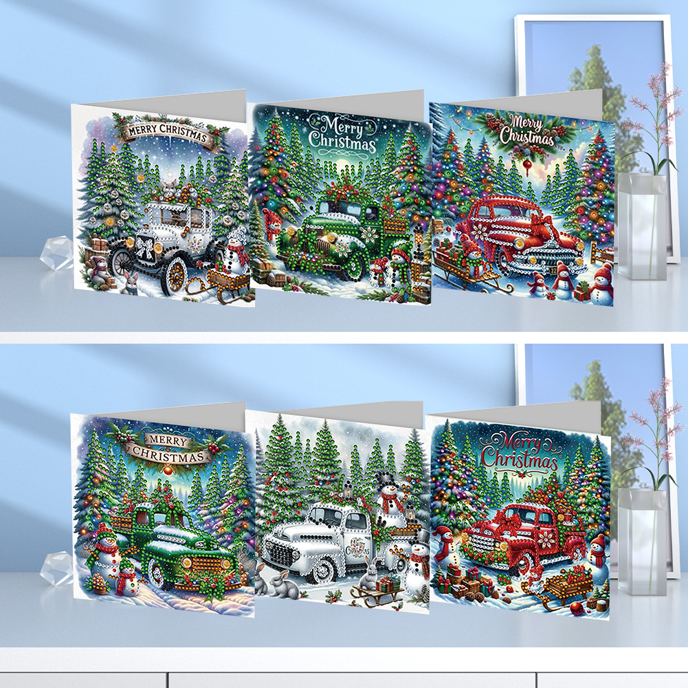 6Pcs DIY Diamond Painting Greeting Card - Car