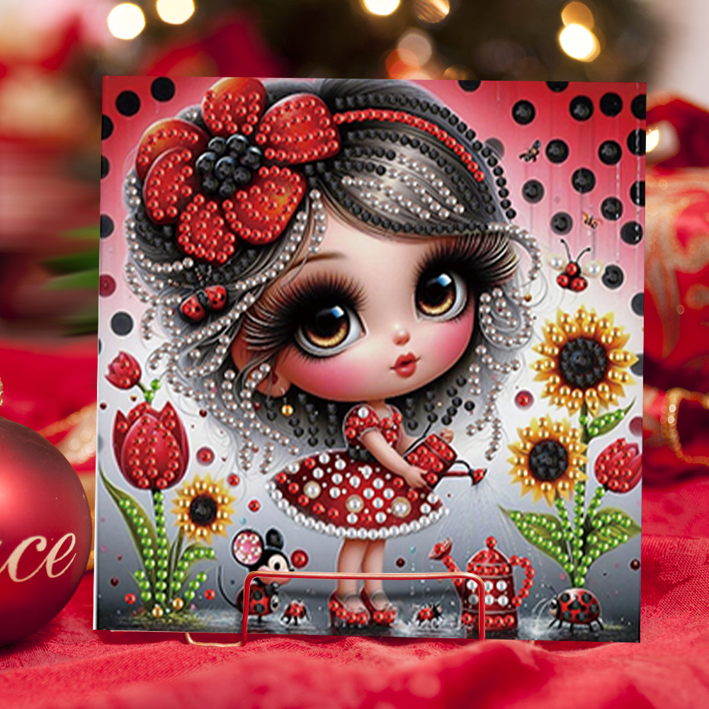 6Pcs DIY Diamond Painting Greeting Card - Girl
