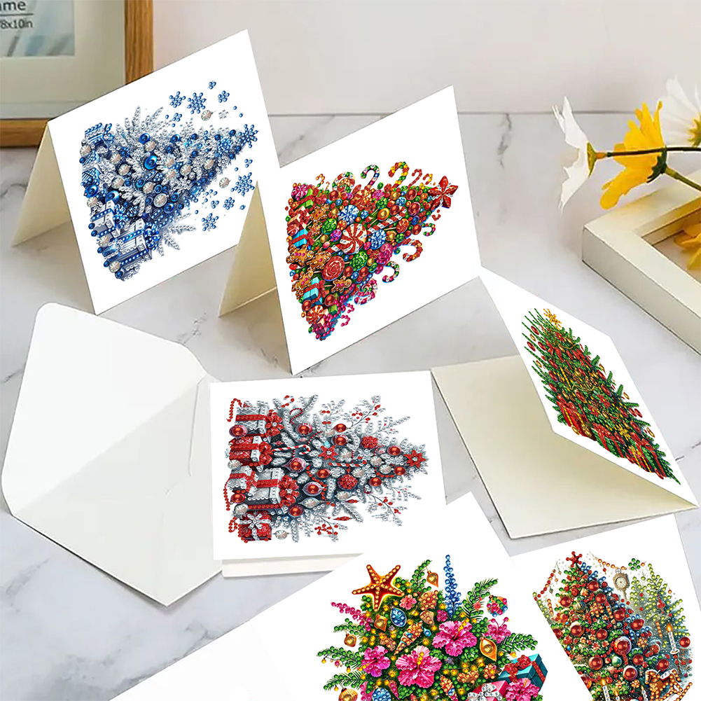 6Pcs DIY Diamond Painting Greeting Card - Christmas Tree