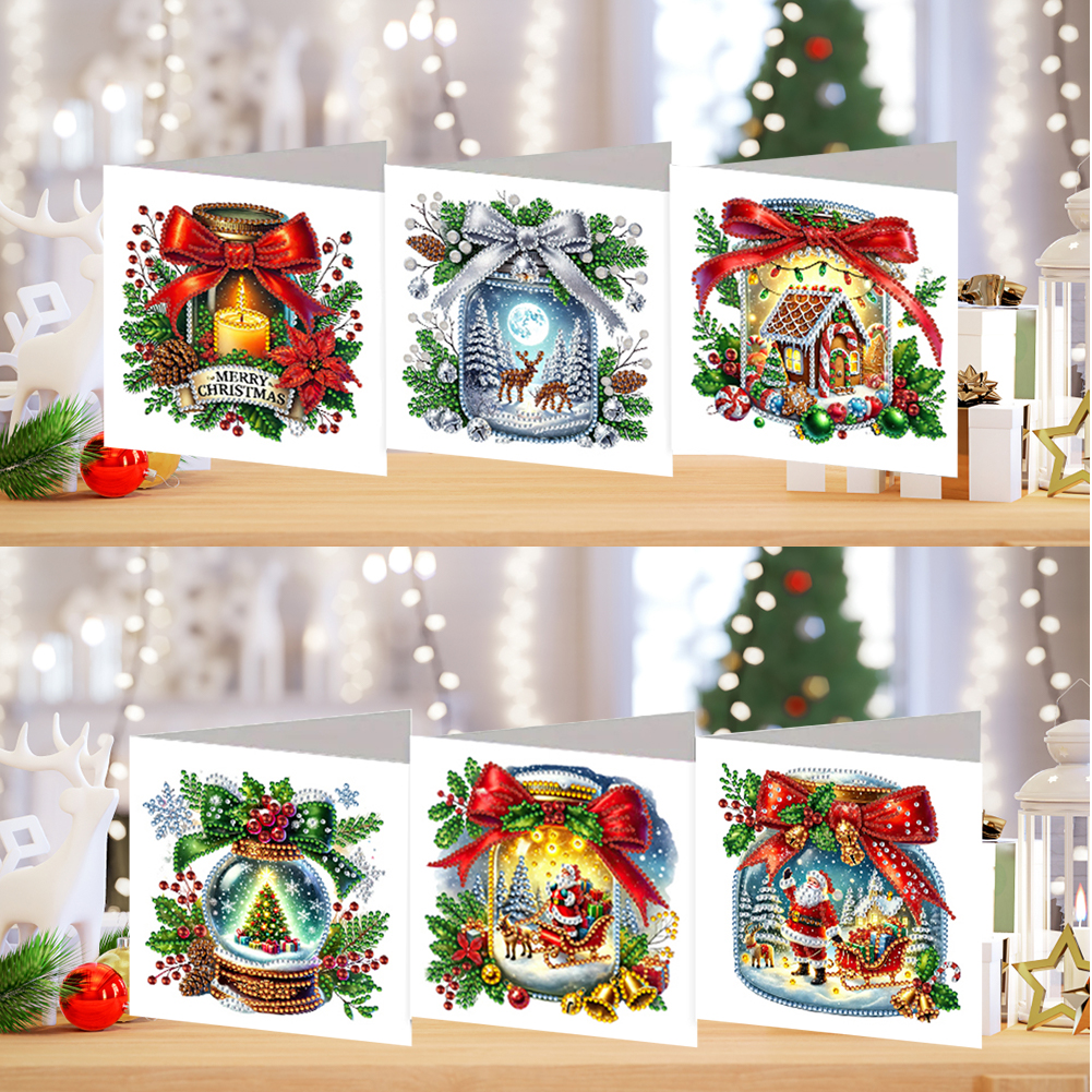 6Pcs DIY Diamond Painting Greeting Card - Merry Christmas