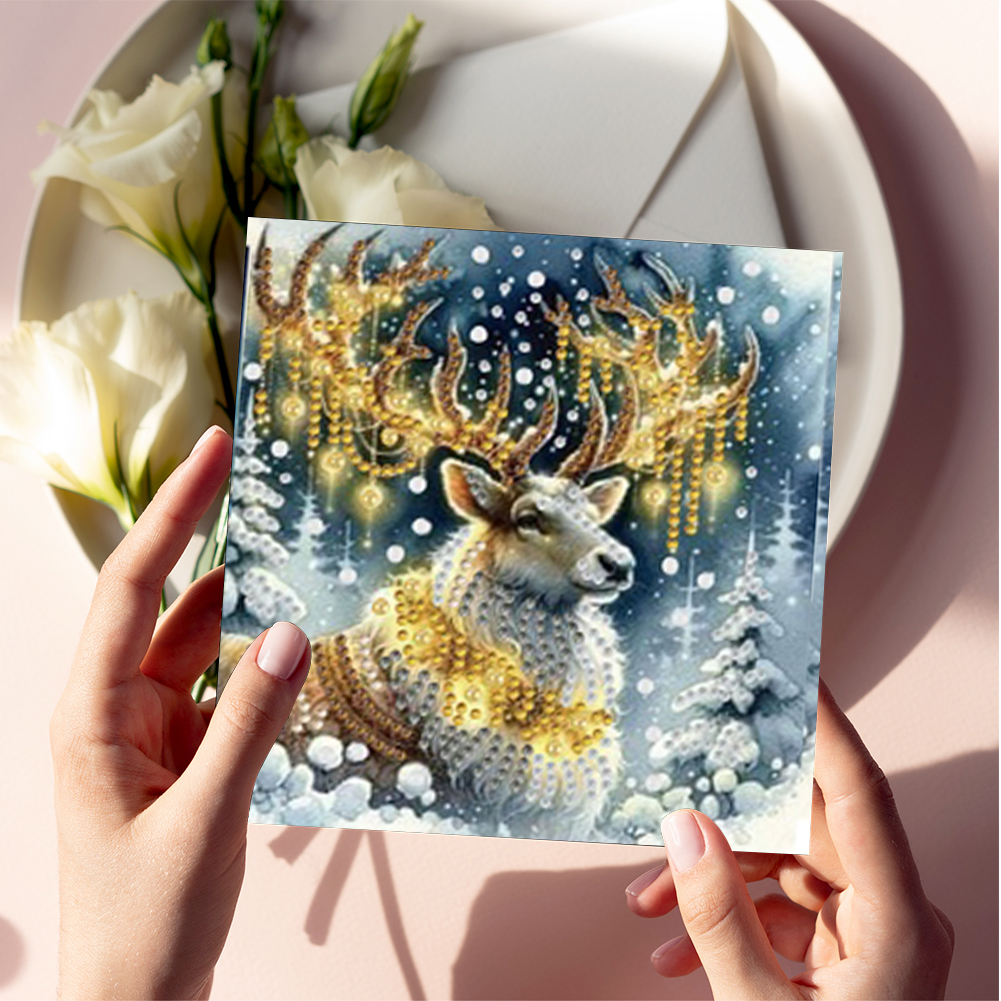6Pcs DIY Diamond Painting Greeting Card - Elk