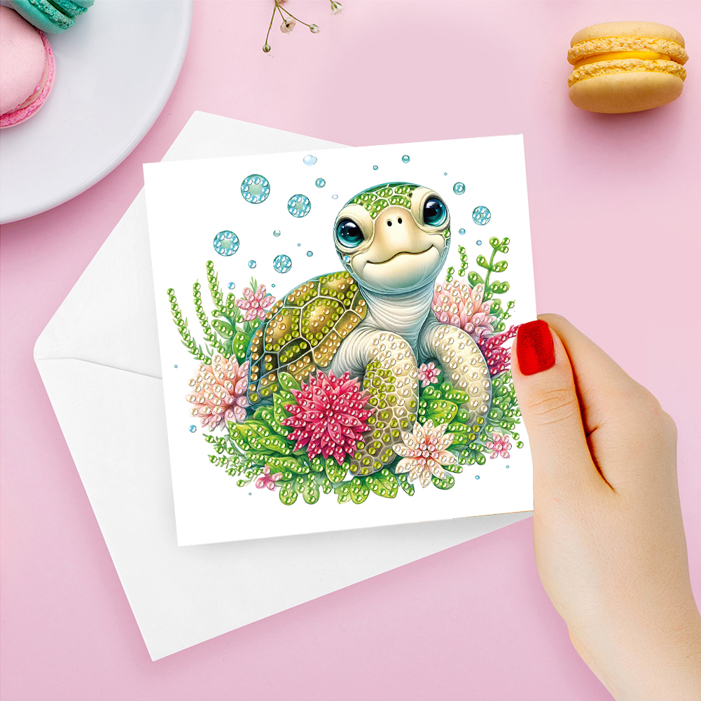 6Pcs DIY Diamond Painting Greeting Card - Turtle Family
