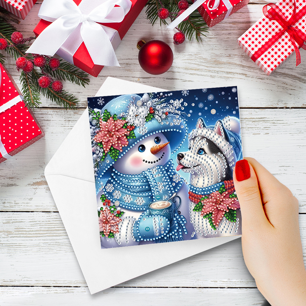 6Pcs DIY Diamond Painting Greeting Card - Xmas Snowman