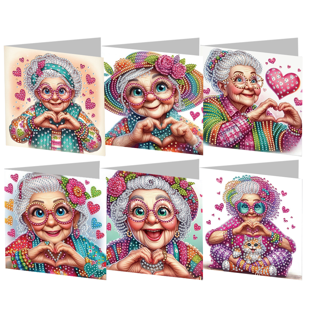 6Pcs DIY Diamond Painting Greeting Card - Love You