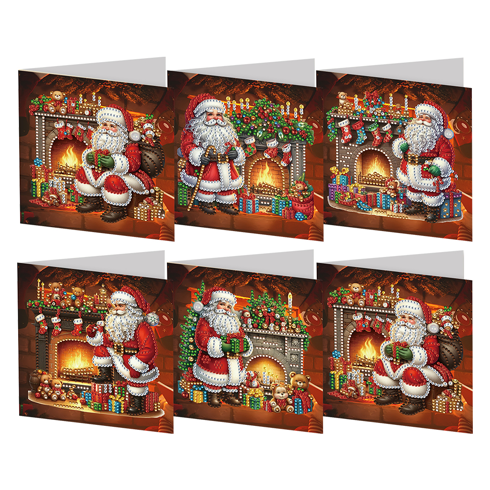 6Pcs DIY Diamond Painting Greeting Card - Santa Claus