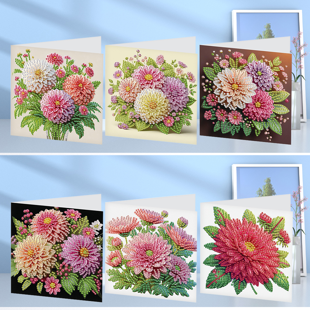 6Pcs DIY Diamond Painting Greeting Card - Bouquet Family