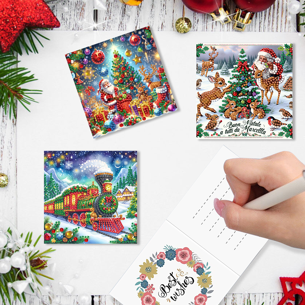 6Pcs DIY Diamond Painting Greeting Card - Christmas