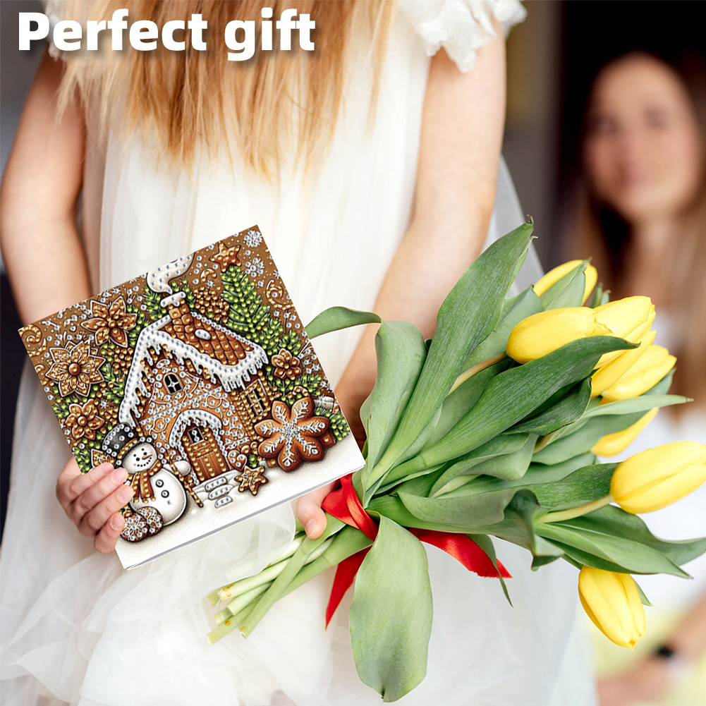 6Pcs DIY Diamond Painting Greeting Card - Gingerbread Man