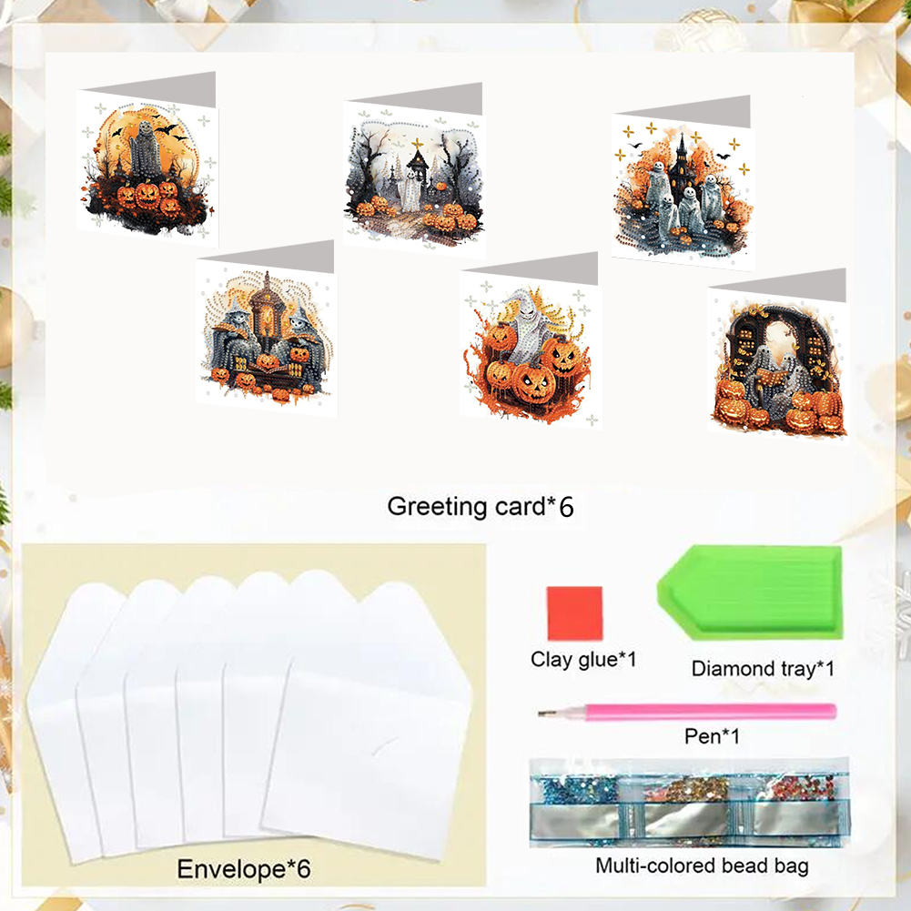 6Pcs DIY Diamond Painting Greeting Card - Halloween