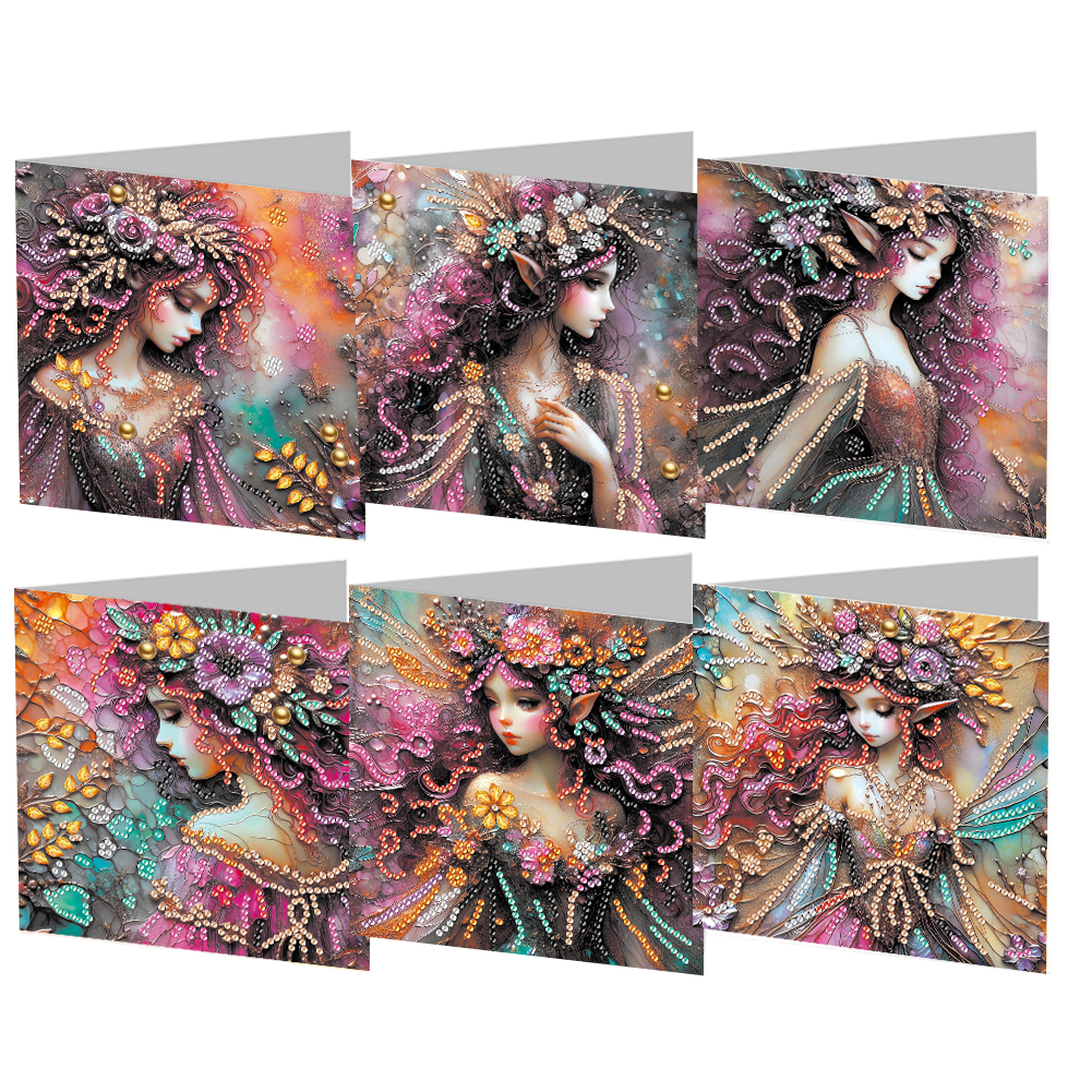 6Pcs DIY Diamond Painting Greeting Card - Girl Family