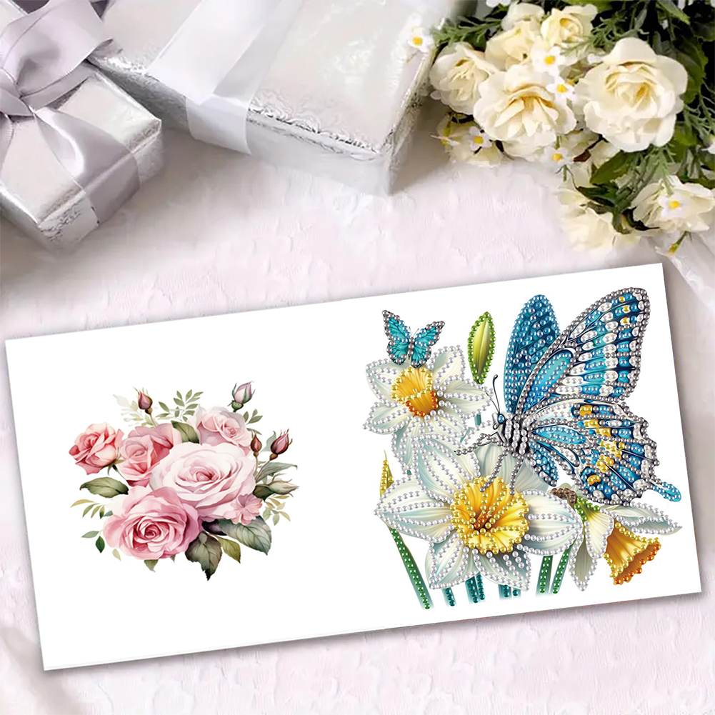 6Pcs DIY Diamond Painting Greeting Card - Owl Butterfly