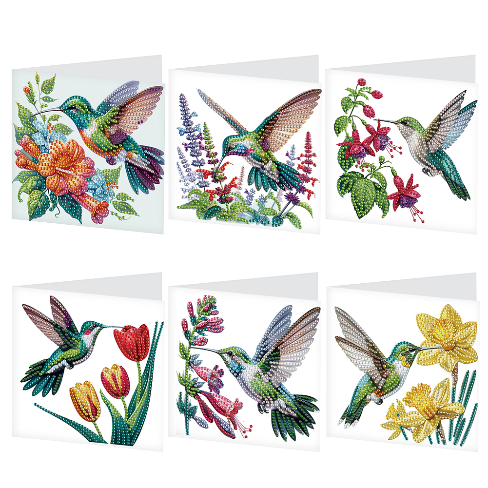 6Pcs DIY Diamond Painting Greeting Card - Hummingbird