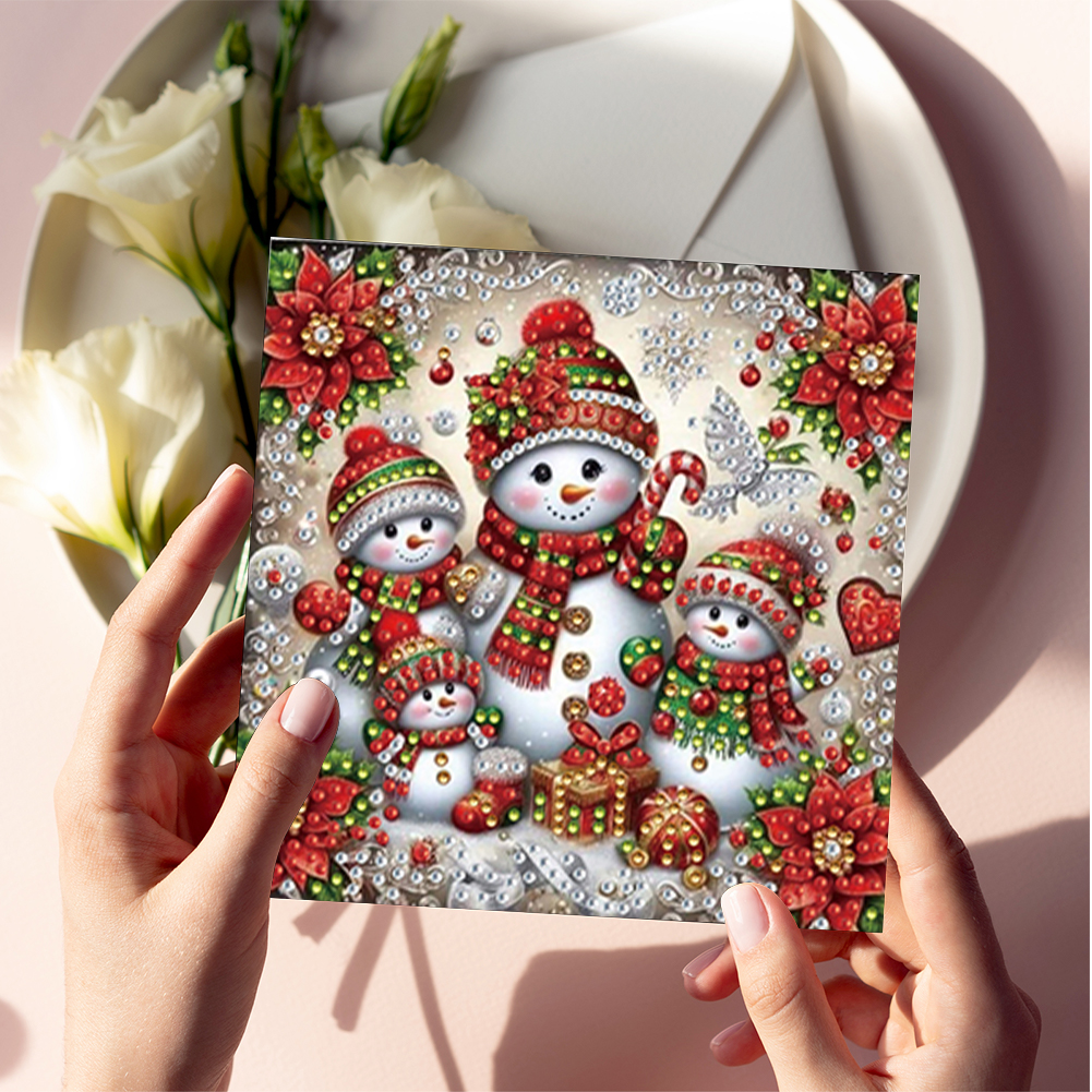 6Pcs DIY Diamond Painting Greeting Card - Snowman