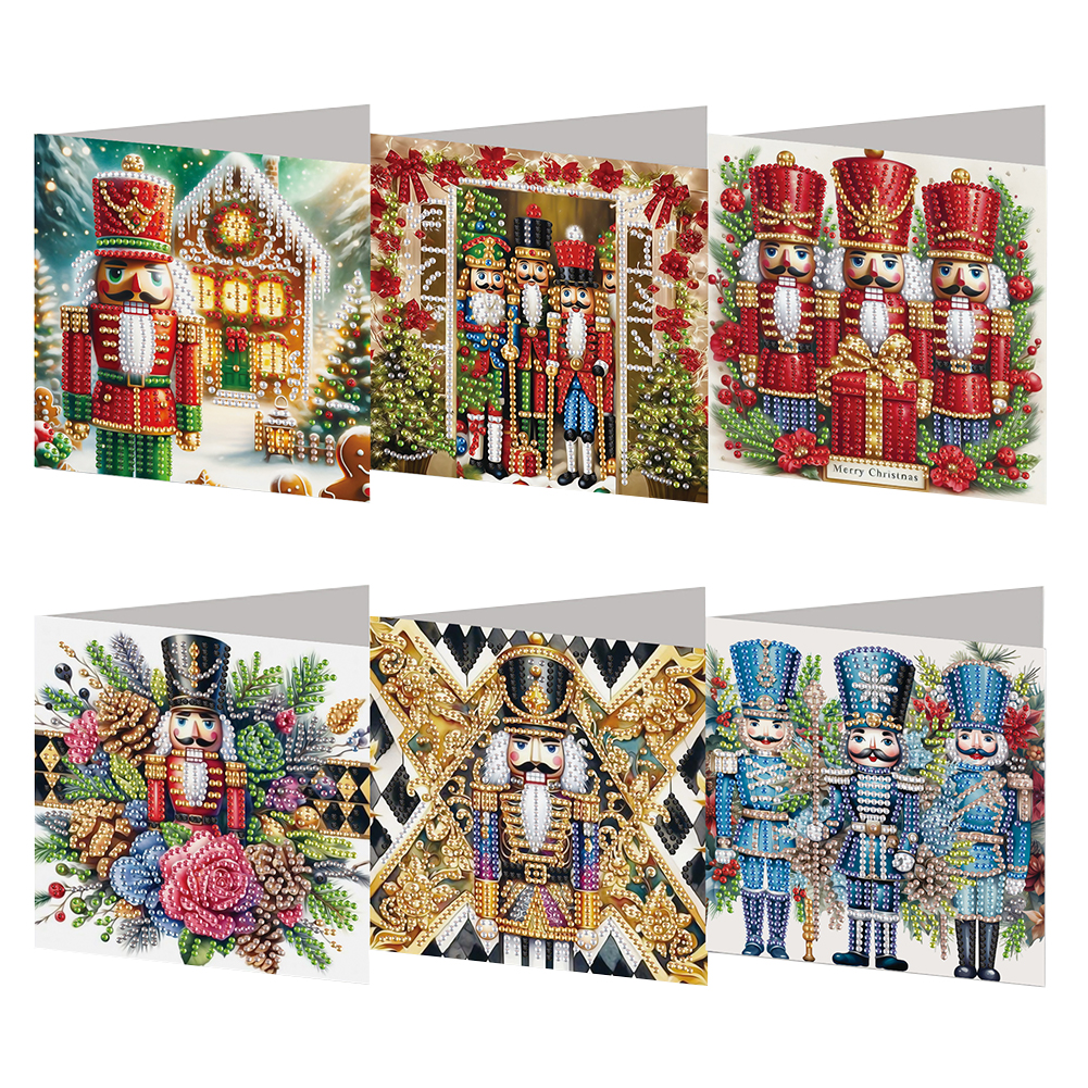 6Pcs DIY Diamond Painting Greeting Card - Nutcracker