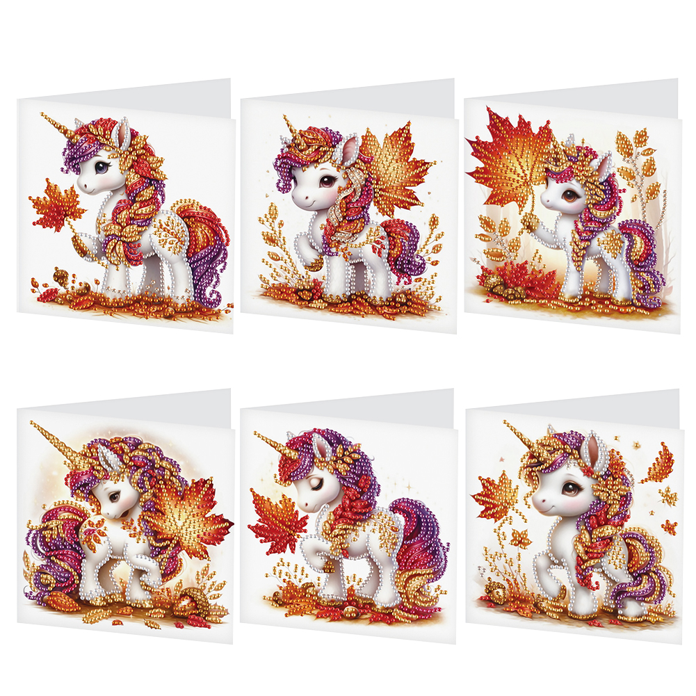 6Pcs DIY Diamond Painting Greeting Card - Unicorn Family