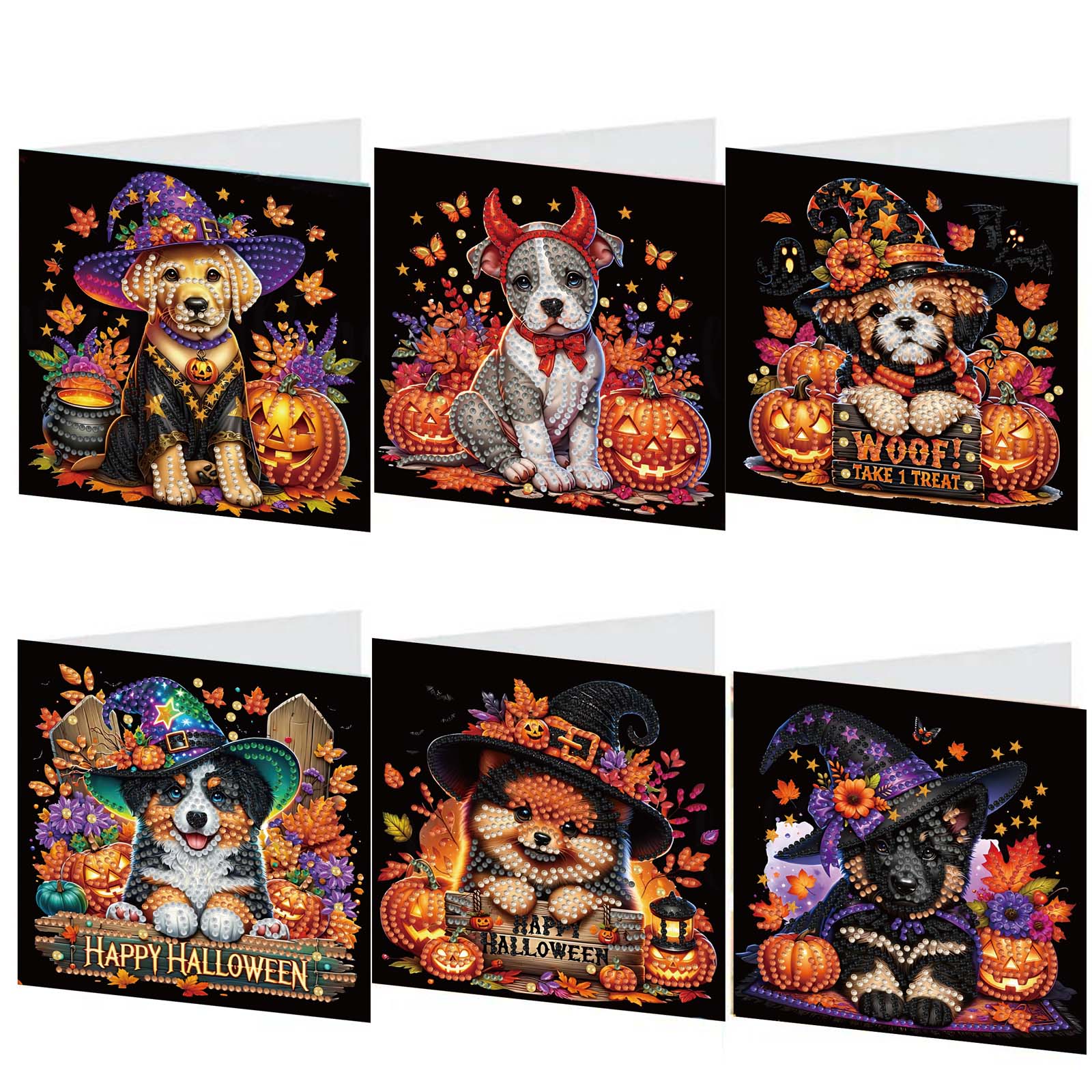 6Pcs DIY Diamond Painting Greeting Card - Halloween Designs