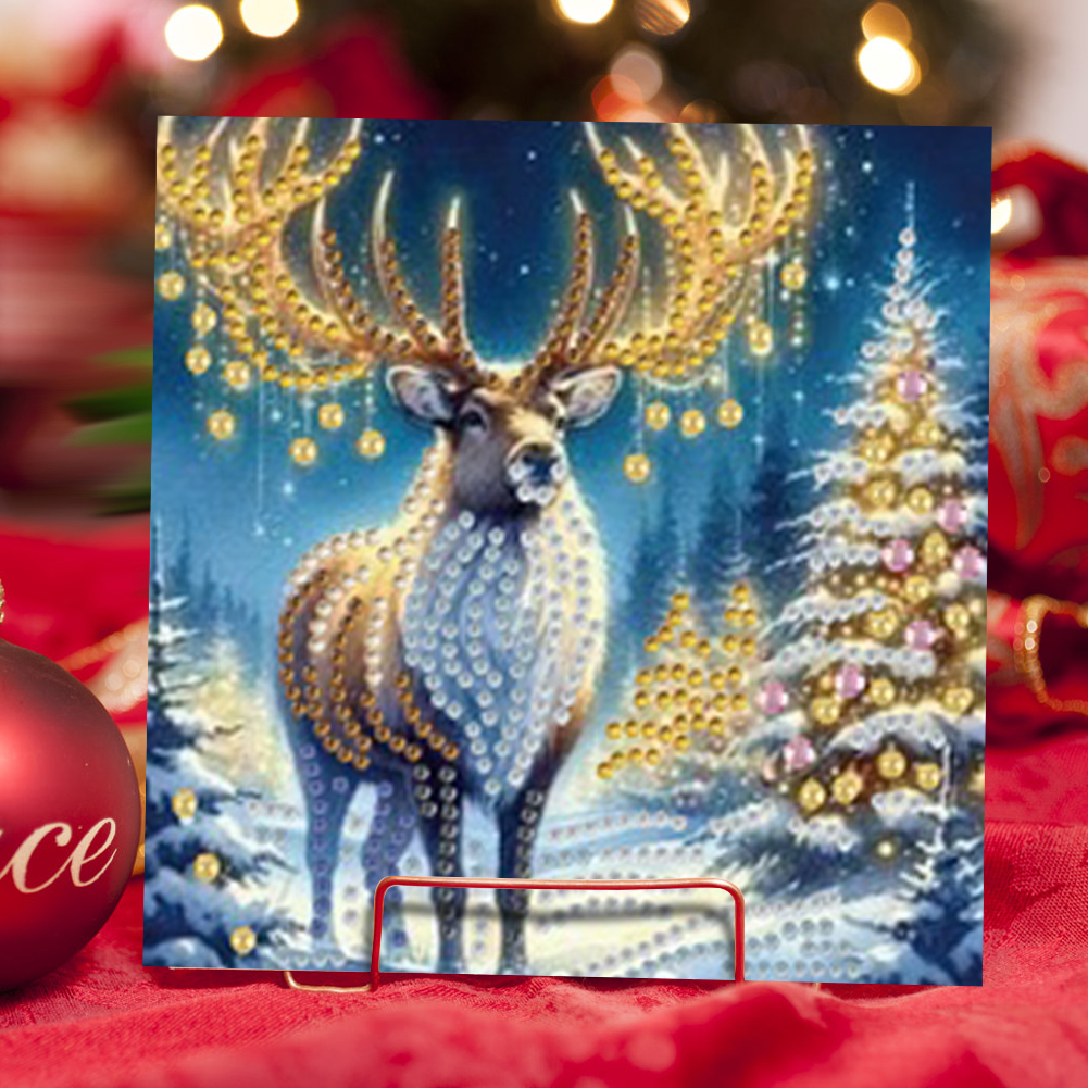6Pcs DIY Diamond Painting Greeting Card - Elk