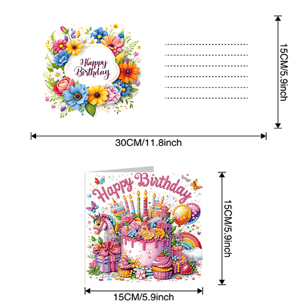 6Pcs DIY Diamond Painting Greeting Card - Birthday