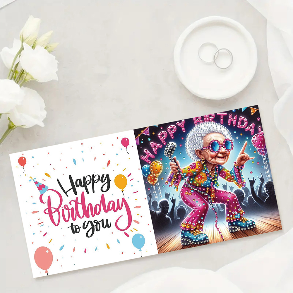 6Pcs DIY Diamond Painting Greeting Card - Birthday Music