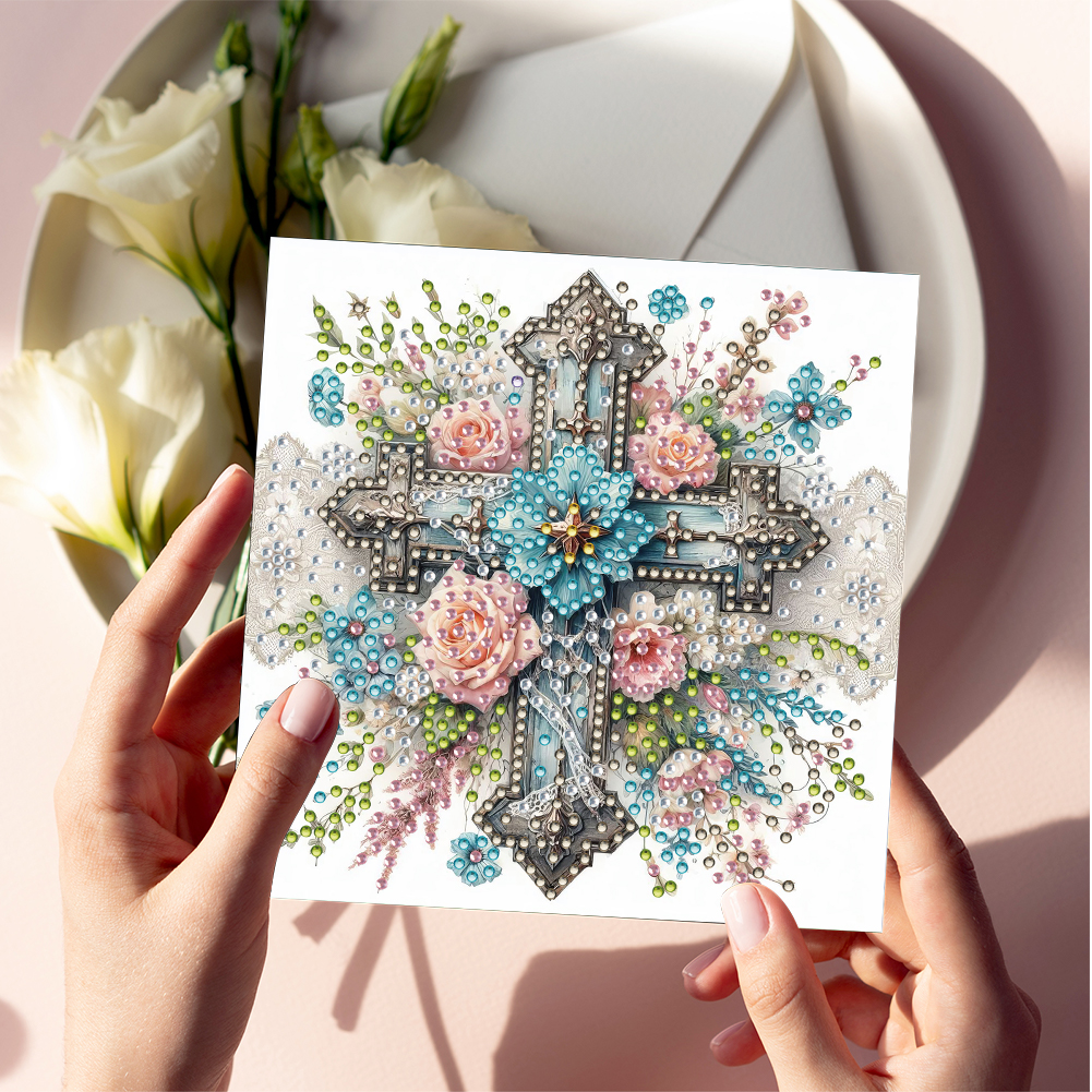6Pcs DIY Diamond Painting Greeting Card - Cross