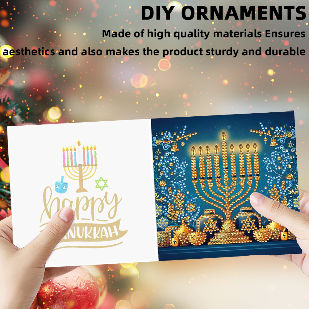 6Pcs DIY Diamond Painting Greeting Card - Hanukkah