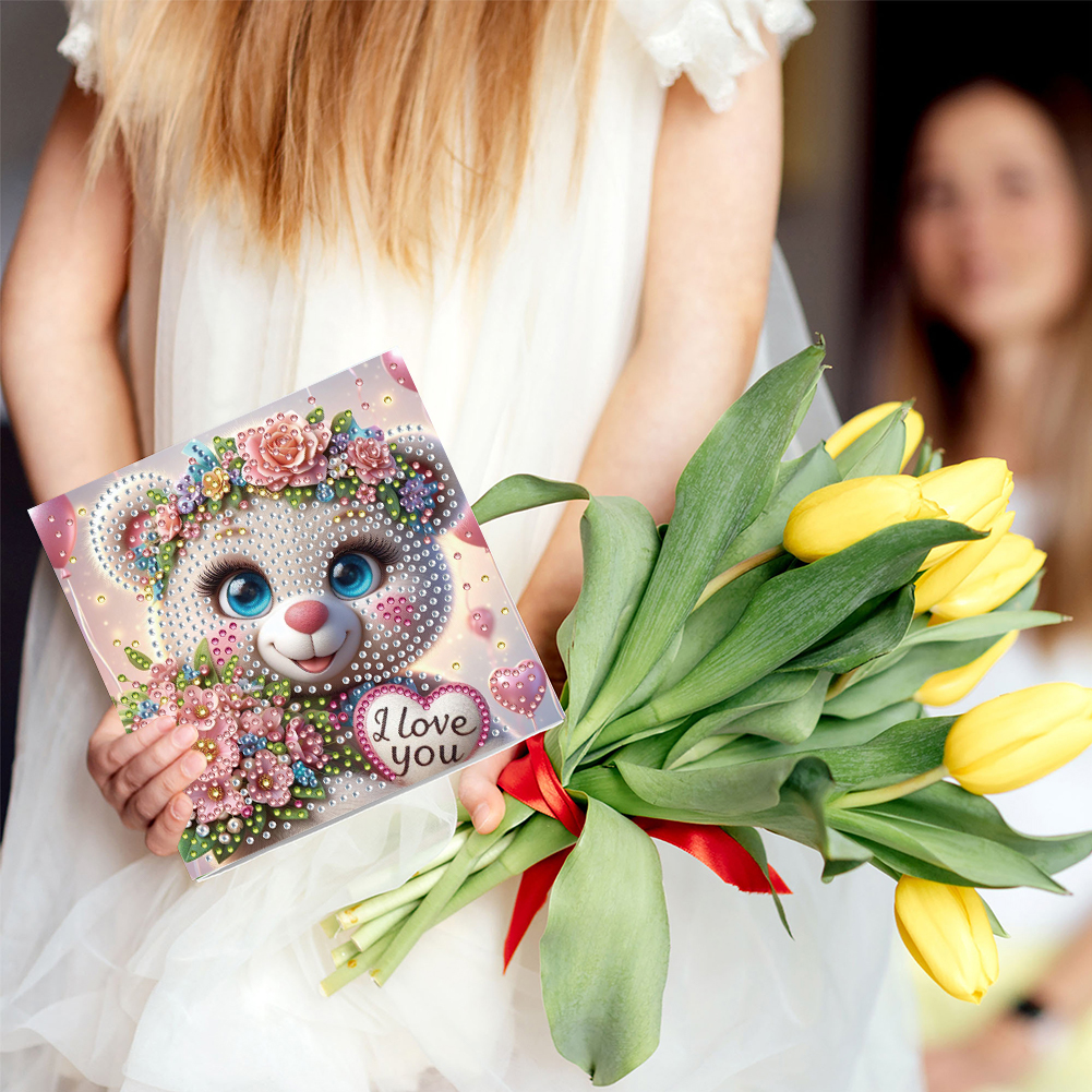6Pcs DIY Diamond Painting Greeting Card - Bear