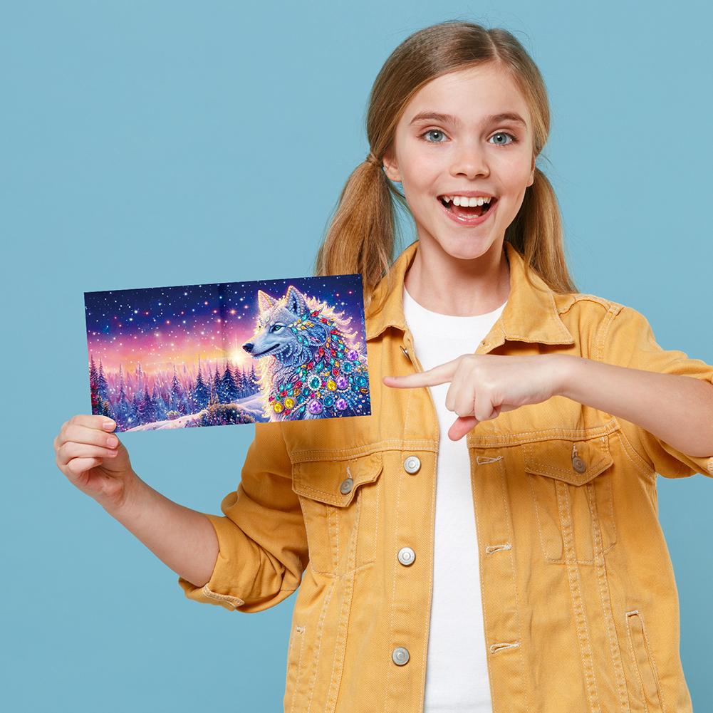 6Pcs DIY Diamond Painting Greeting Card - Animals