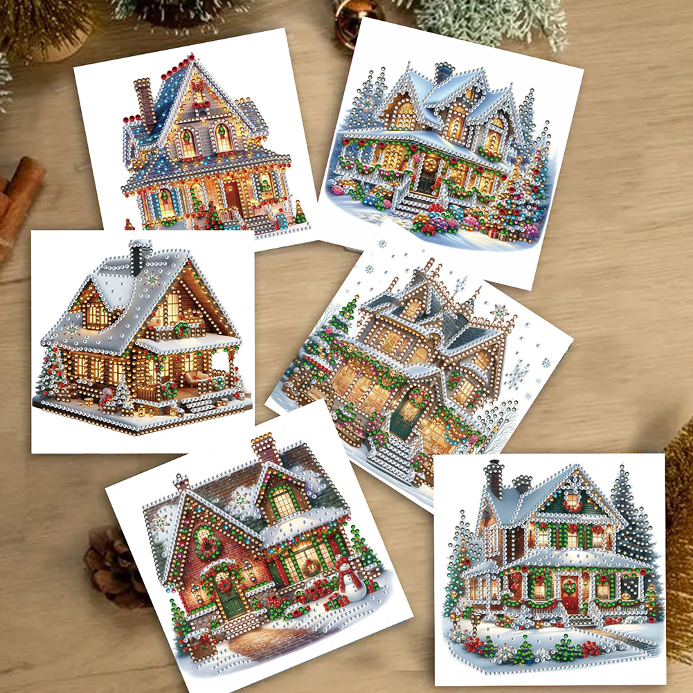 6Pcs DIY Diamond Painting Greeting Card - Xmas House
