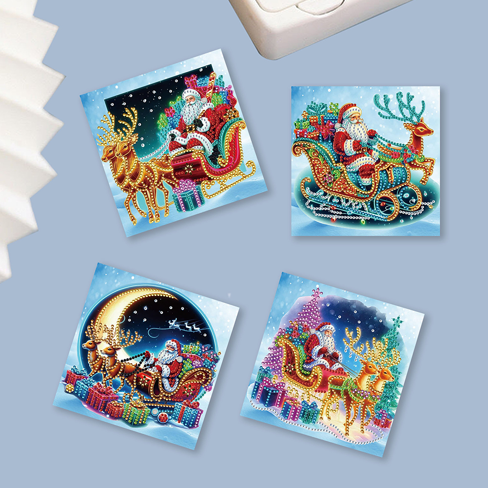 6Pcs DIY Diamond Painting Greeting Card - Xmas Santa Claus