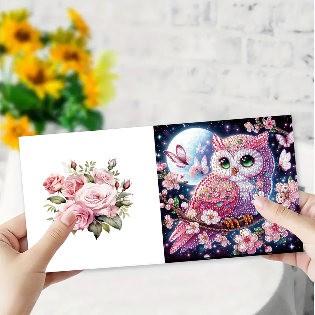 6Pcs DIY Diamond Painting Greeting Card - Owl Butterfly