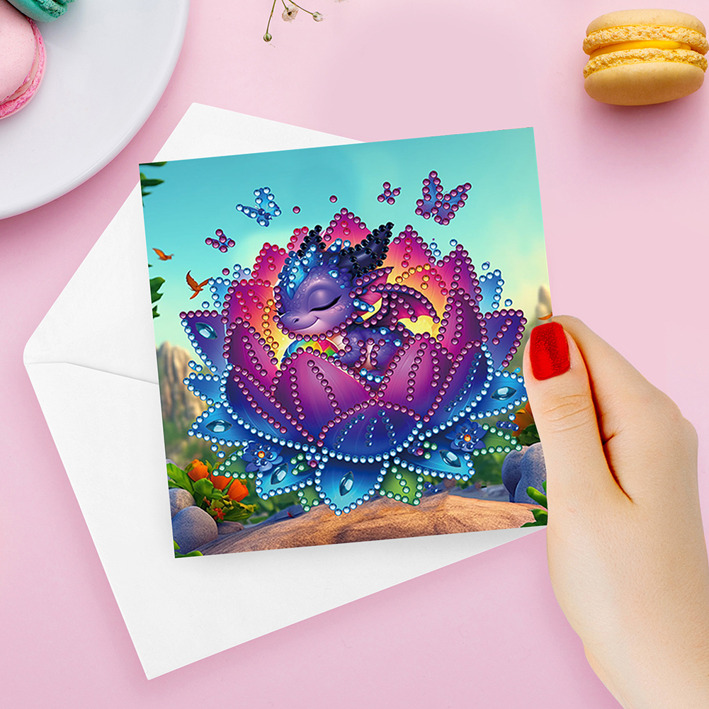 6Pcs DIY Diamond Painting Greeting Card - Bud Dragon