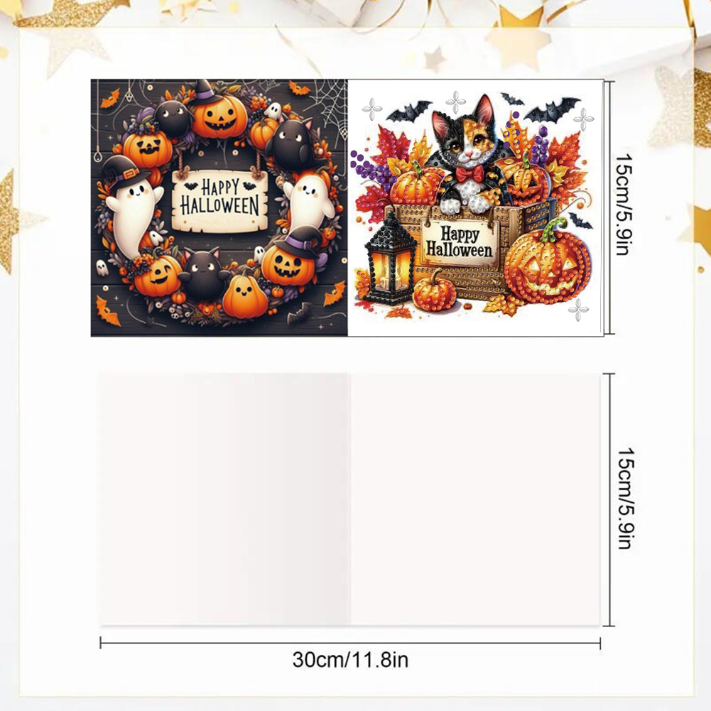 6Pcs DIY Diamond Painting Greeting Card - Halloween Cat