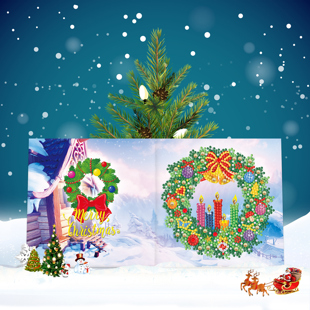 20pcs DIY Diamond Painting Greeting Card - Merry Christmas