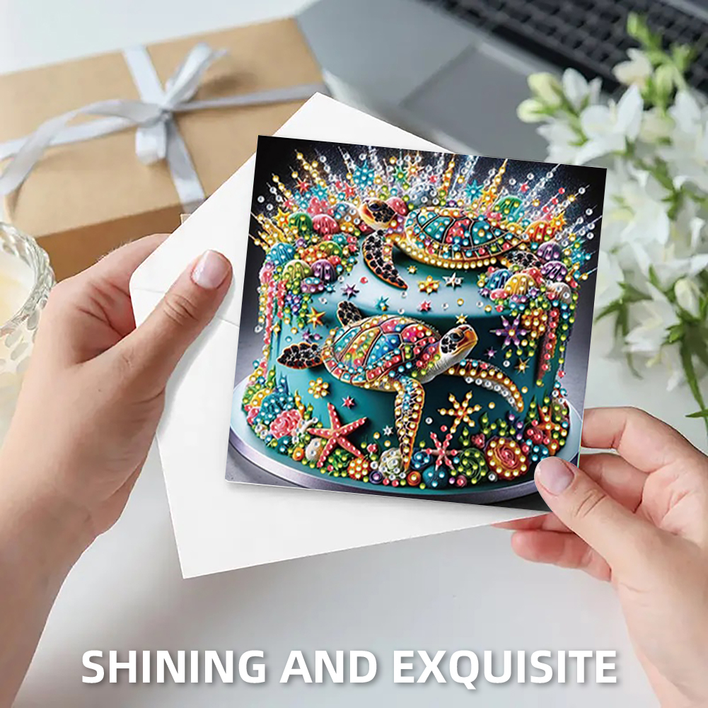 6Pcs DIY Diamond Painting Greeting Card - Turtle