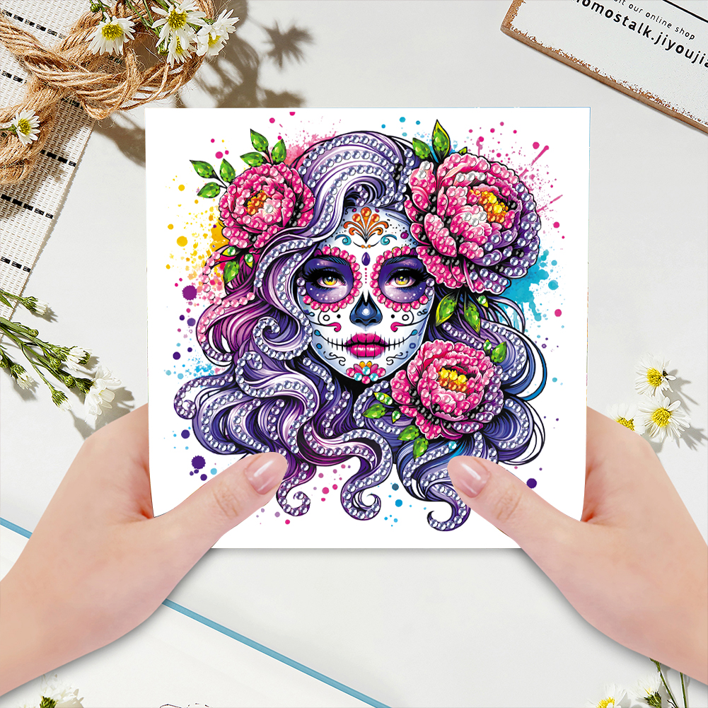 6Pcs DIY Diamond Painting Greeting Card - Skull Family