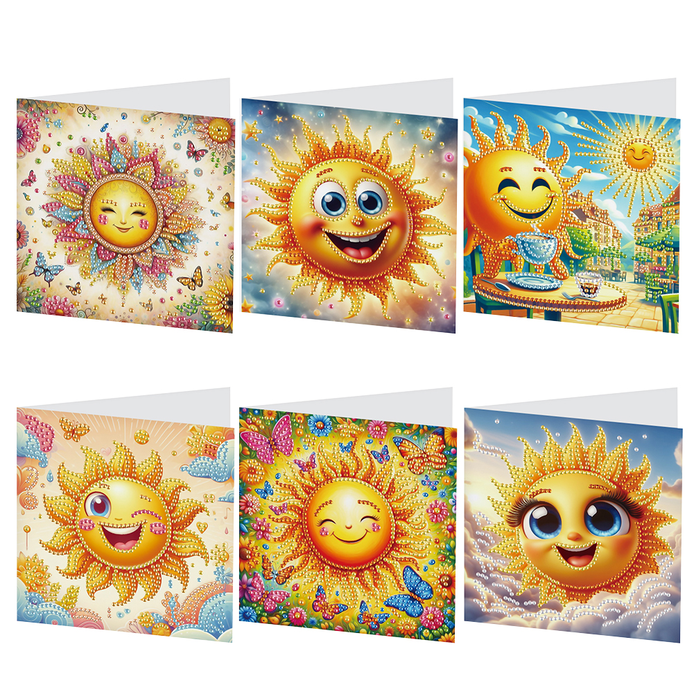 6Pcs DIY Diamond Painting Greeting Card - Sun Family