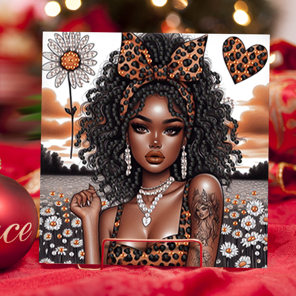 6Pcs DIY Diamond Painting Birthday Greeting Card - Black Woman for Adults