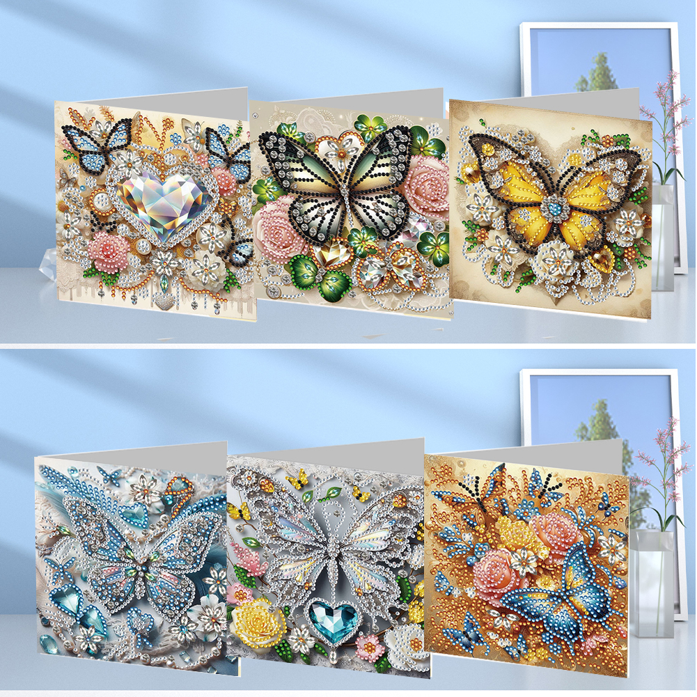6Pcs DIY Diamond Painting Greeting Card - Butterfly