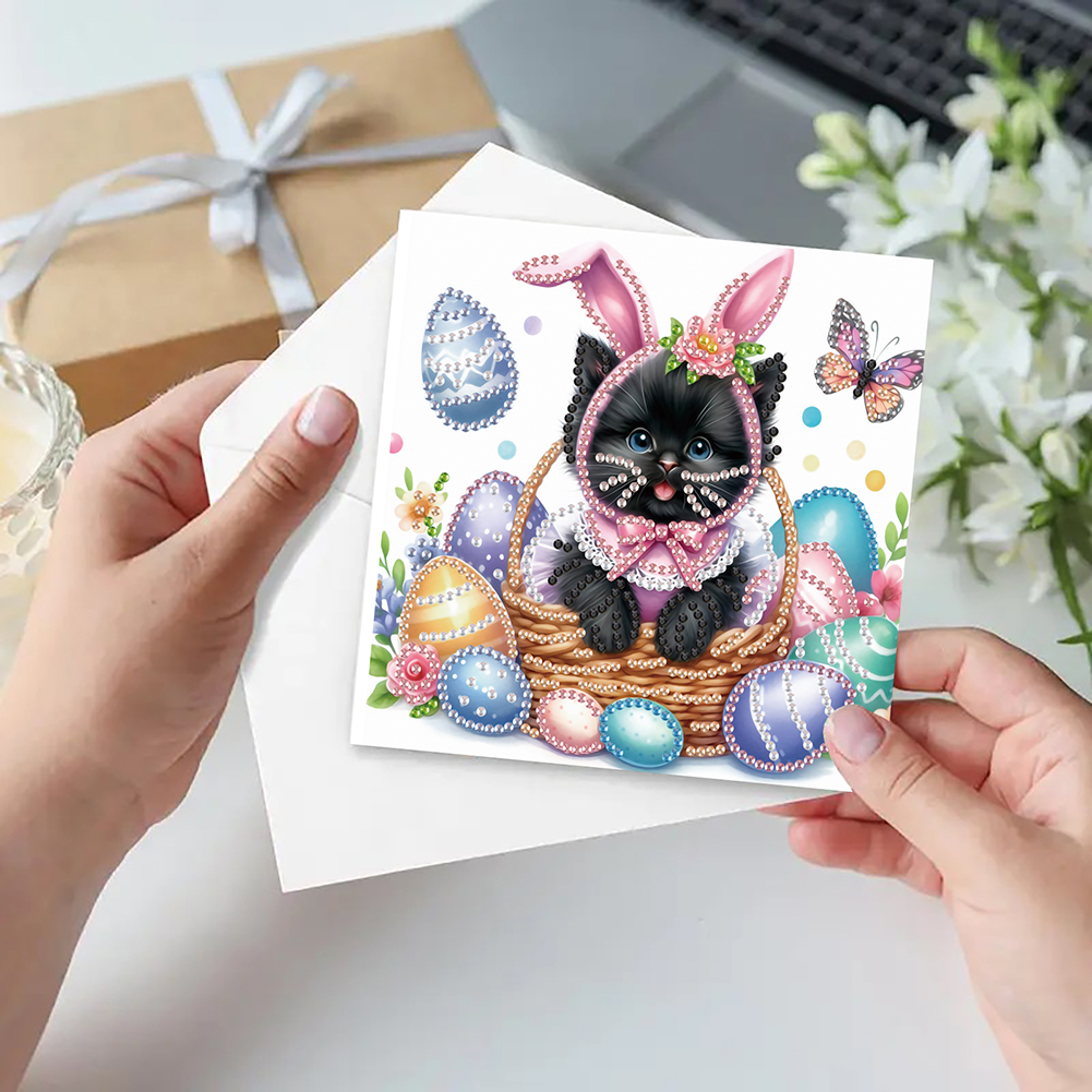6Pcs DIY Diamond Painting Greeting Card - Easter Cats