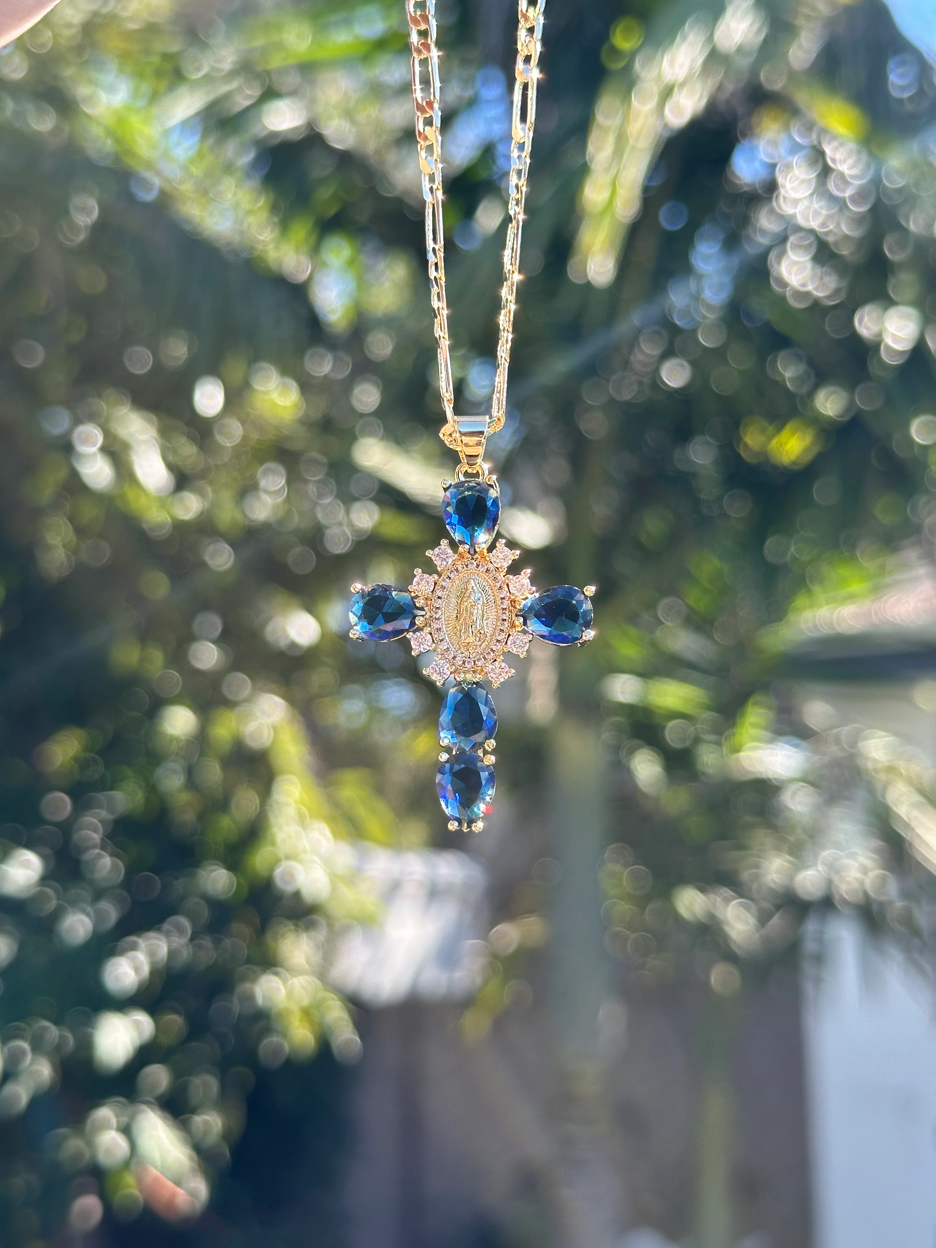 Sparkly Virgen Mary Cross