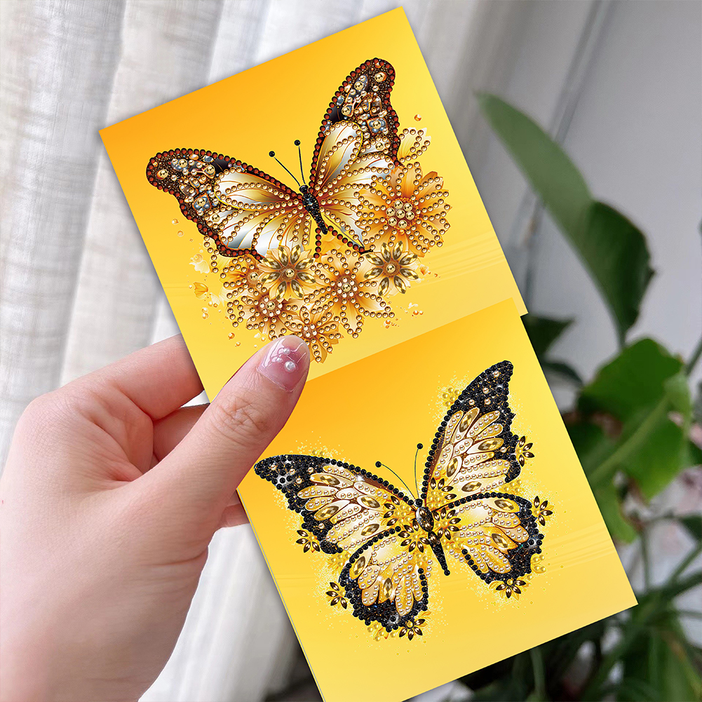 6pcs DIY Diamond Painting Greeting Card - Yellow Butterfly
