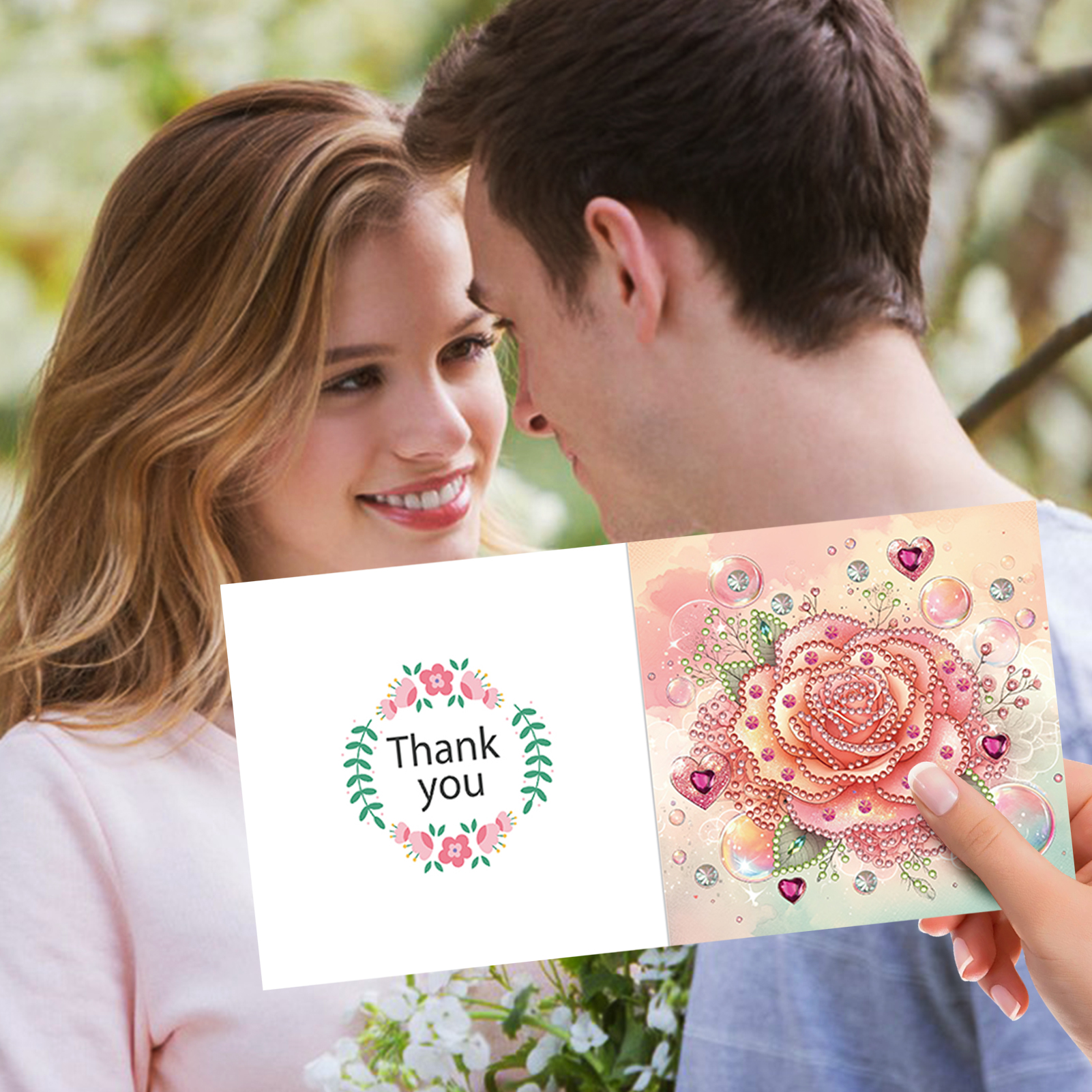 6pcs DIY Diamond Painting Greeting Card - Love Rose