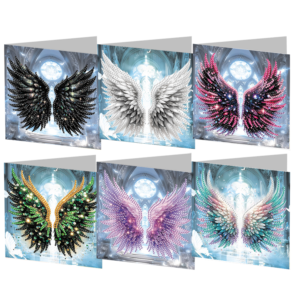 6Pcs DIY Diamond Painting Greeting Card - Angel Wings