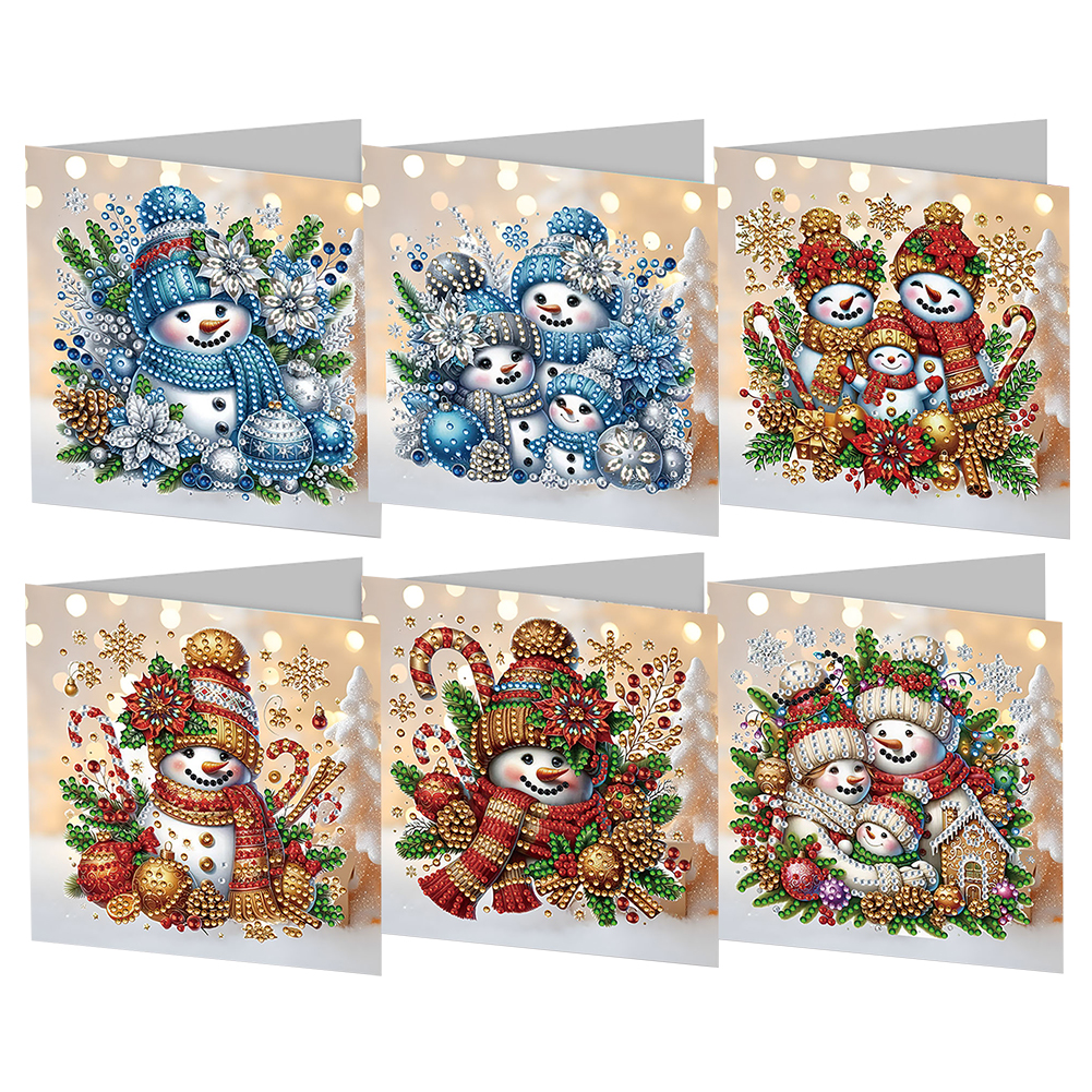 6Pcs DIY Diamond Painting Greeting Card - Snowman
