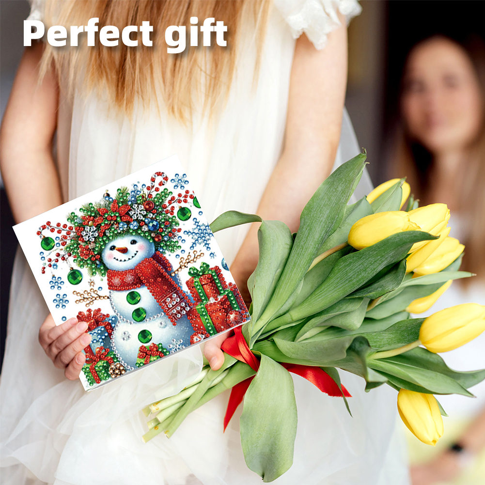 6Pcs DIY Diamond Painting Greeting Card - Xmas Snowman