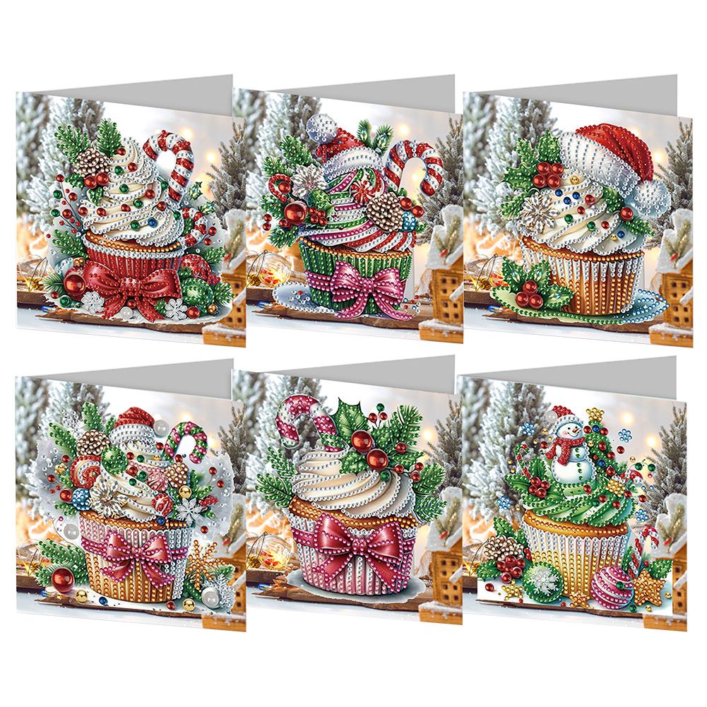 6pcs DIY Diamond Painting Greeting Card - Christmas Dessert